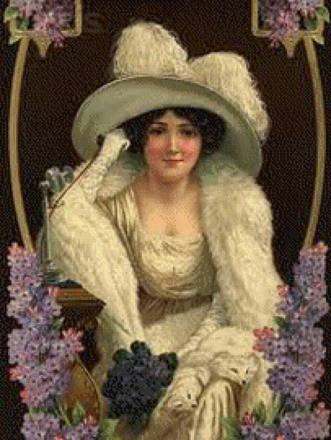 дама в белом с серенью - люди, девушка, винтаж - предпросмотр