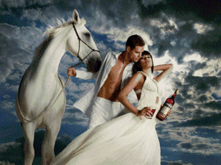 Влюбленные - любовь, пара, лошади - предпросмотр