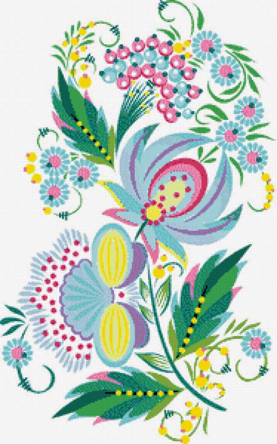 №450099 - подушка, скатерть, орнамент, роспись, салфетка, узоры, ягоды, цветы - предпросмотр