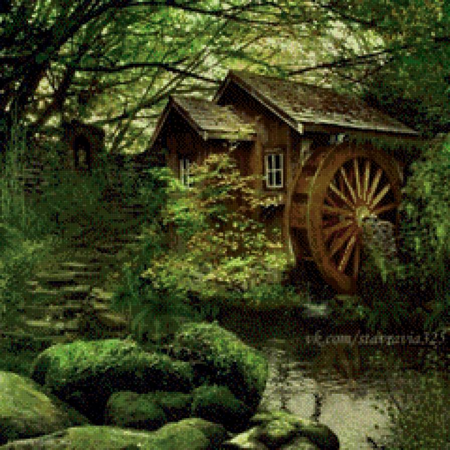 Мельница в лесу - мельница, лес, домик - предпросмотр