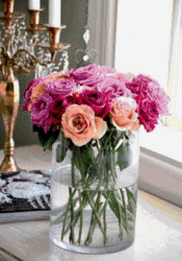 Композиция с розами - подсвечник, цветы, розы - предпросмотр