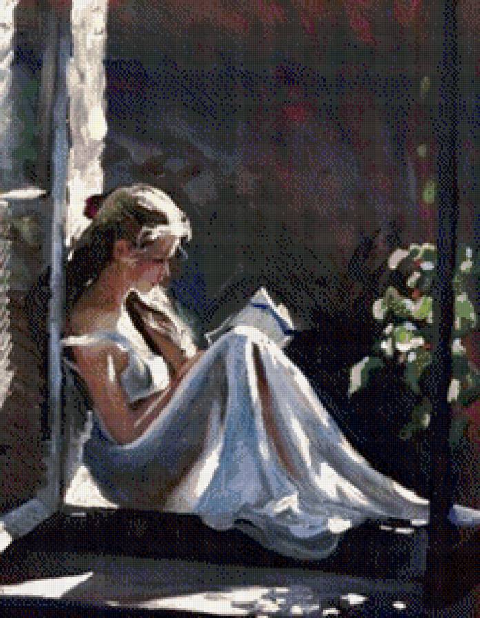 Девушка с книгой - девушка, книга, вечер - предпросмотр