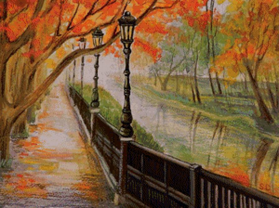 Серия "Пейзажи" - пейзаж, осень, дорога, река, мост - предпросмотр