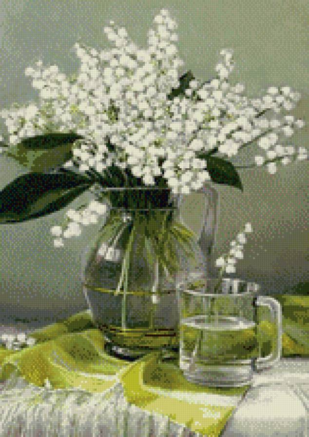 Ландыши - букет, ландыши, цветы, ваза - предпросмотр