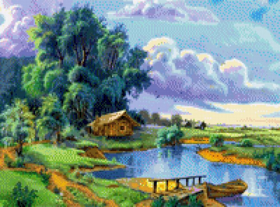 Дом у реки - река, дом, природа - предпросмотр