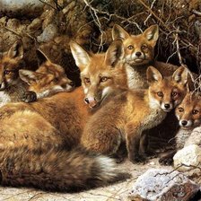 Схема вышивки «Семья лис»