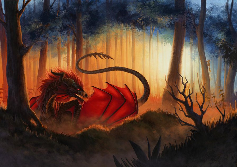 Серия "Драконы" - животные, фэнтези, миф, драконы, природа, сказка - оригинал