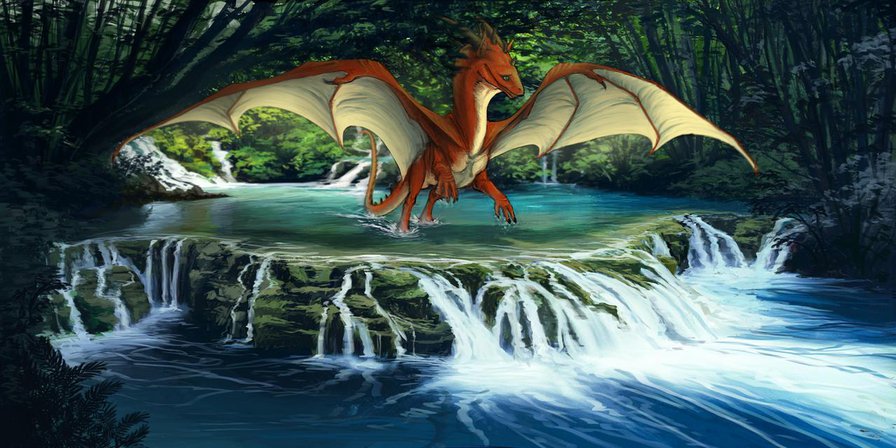 Серия "Драконы" - драконы, миф, сказка, природа, фэнтези, животные - оригинал