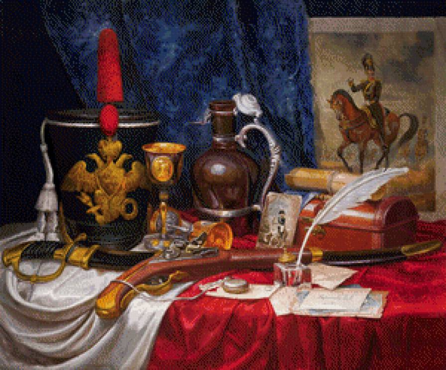 СЕРИЯ "НАТЮРМОРТЫ". РОССИЙСКАЯ ИМПЕРИЯ - перо, гусары, российская империя, двуглавый орел, сабля - предпросмотр