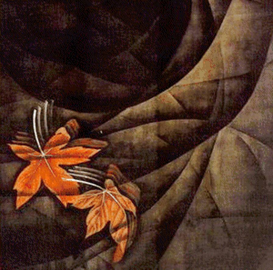 кот и листок часть 2 - живопись, кот, восток, лапушка, котенок, осень, милашка - предпросмотр