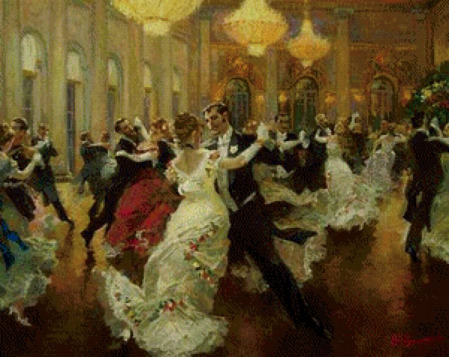 СЕРИЯ "НА БАЛЕ". 3 - колонны, танцы, свечи, бальная зала, дамы, бал, веер, платья - предпросмотр