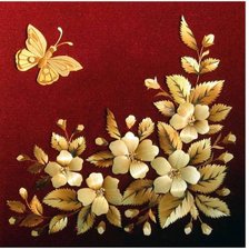 Схема вышивки «цветы и бабочка»