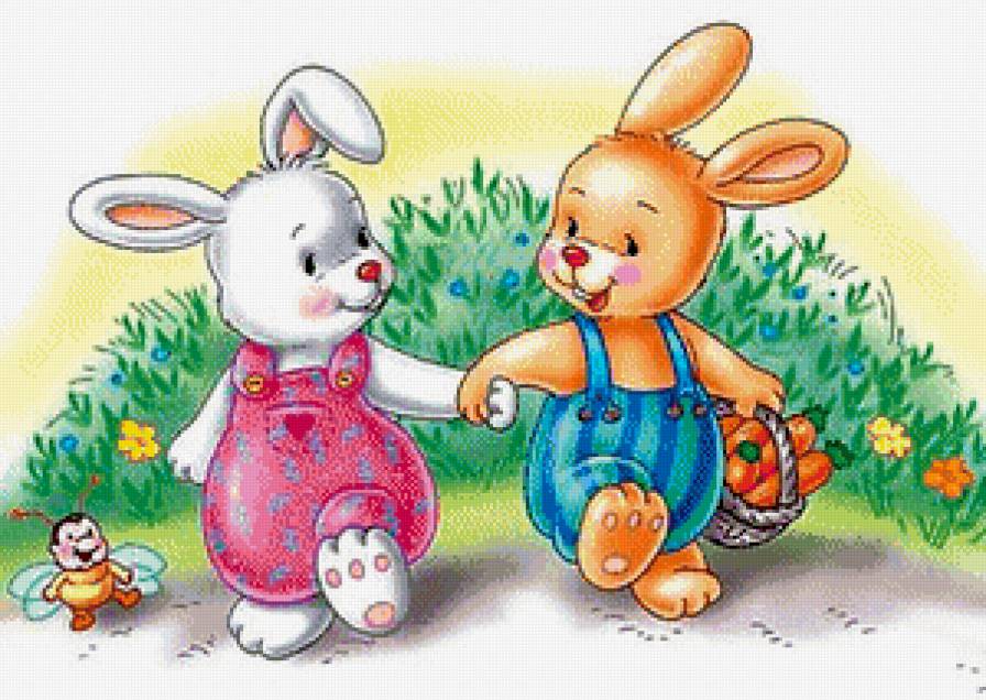 Неразлучные друзья - сказка, зайчата, дружба - предпросмотр