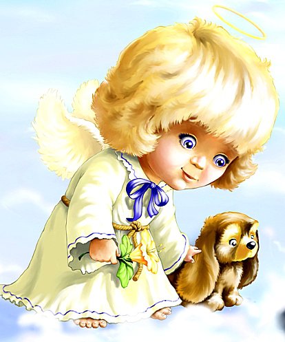Ангелок - ангел, щенок, облака - оригинал
