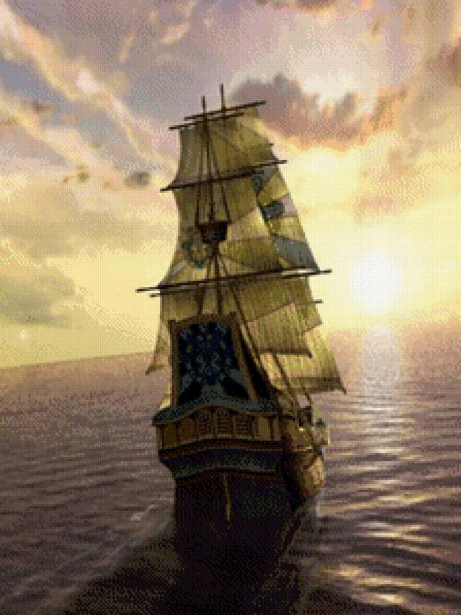 Полёт - фрегат, море, парусник, природа, корабль - предпросмотр