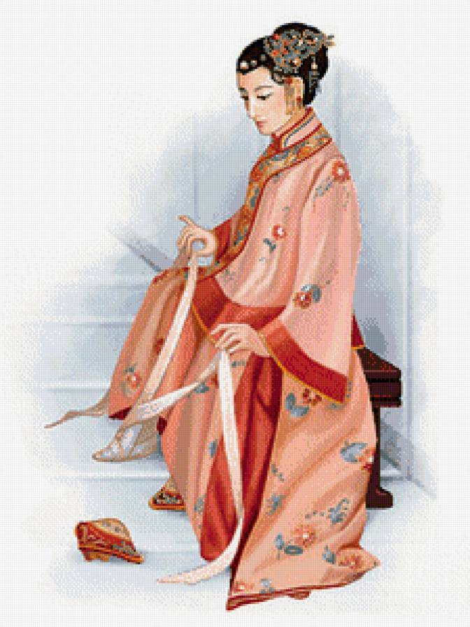 Культура древнего Китая.Девушка бинтующая ножку - девушка, восток, азия - предпросмотр