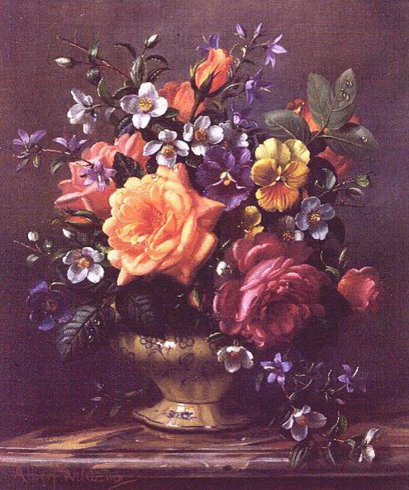 №453795 - цветы, albert williams, живопись, натюрморт, букет - оригинал