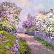 Схема вышивки «сиреневая улица»