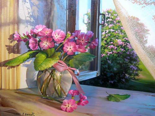 цветы у окна - цветы - оригинал