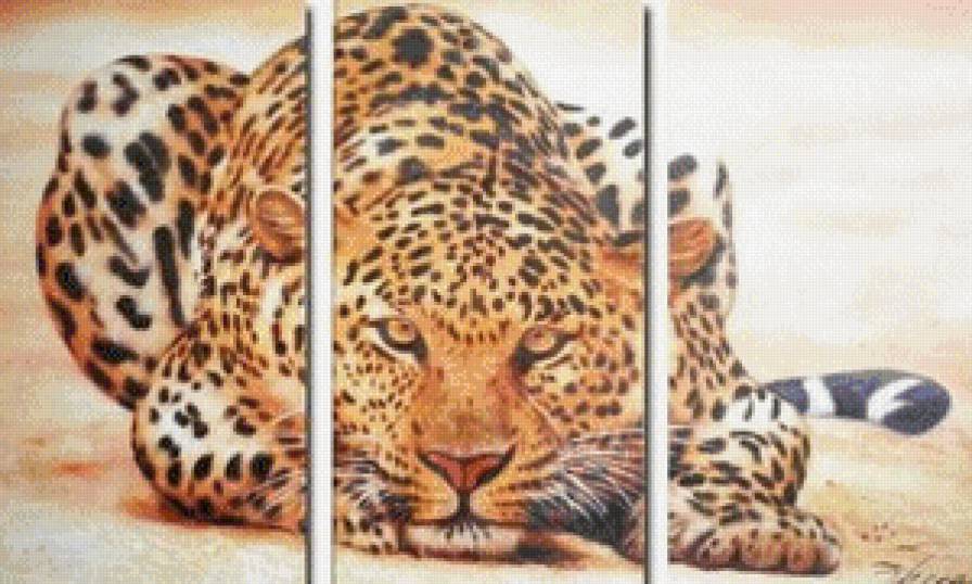 триптих - триптих, животные, леопард - предпросмотр