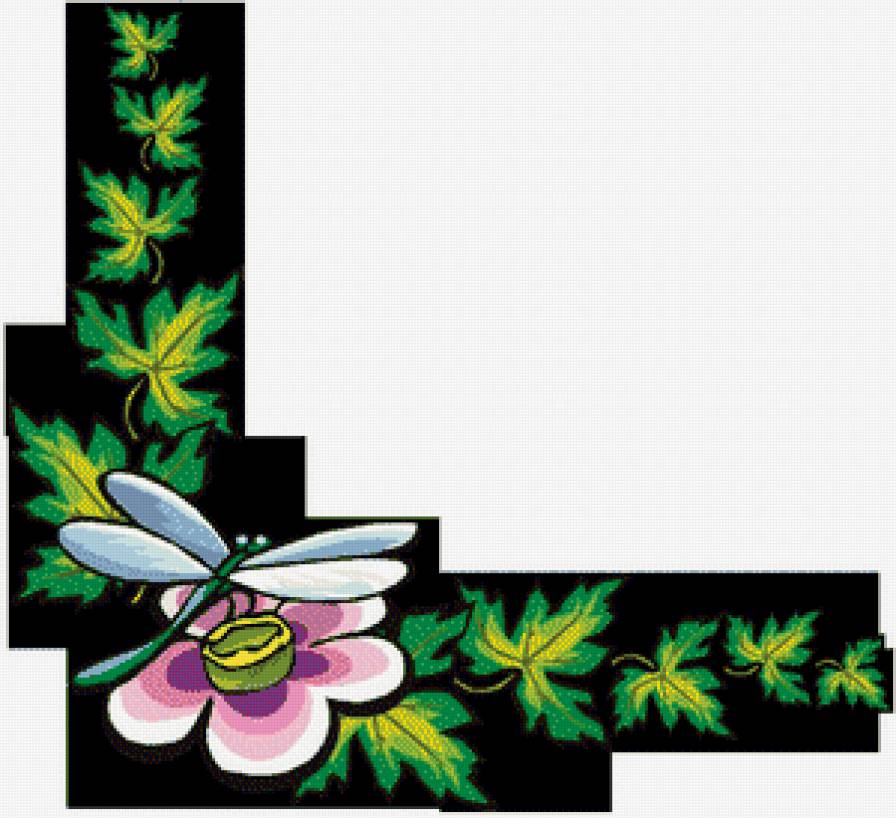 №454259 - скатерть, листья, стрекоза, подушка, цветы, салфетка, уголок - предпросмотр