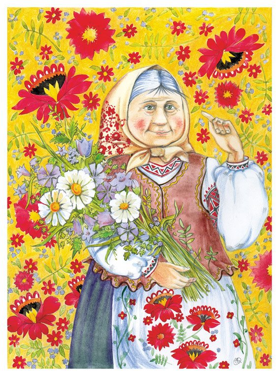 №454262 - цветы, бабушка, petrenko vitalijj, живопись, люди - оригинал