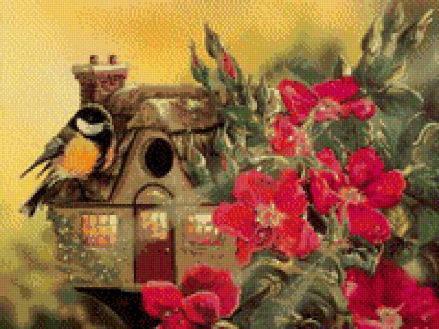 птичий домик - птицы, птичий домик - предпросмотр