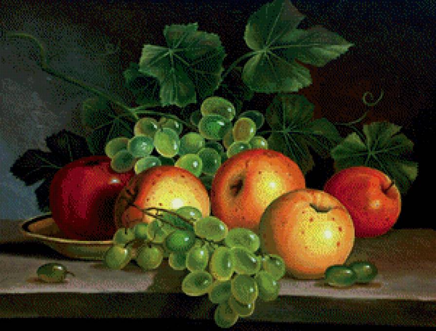 натюрморт с виноградом - виноград, фрукты - предпросмотр