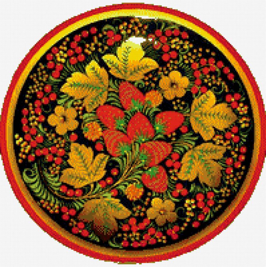 хохлома тарелка 1 - тарелка, хохлома, роспись - предпросмотр