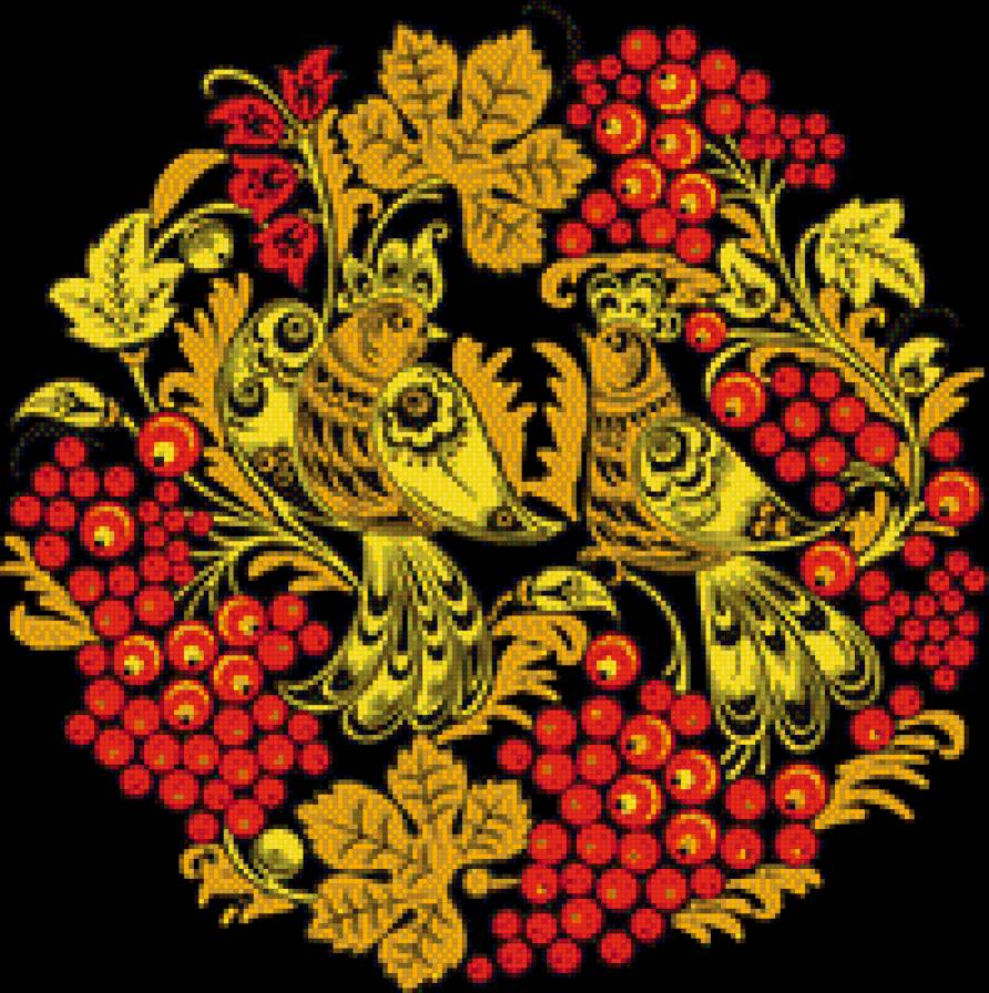 хохлома тарелка 3 - роспись, тарелка, хохлома - предпросмотр