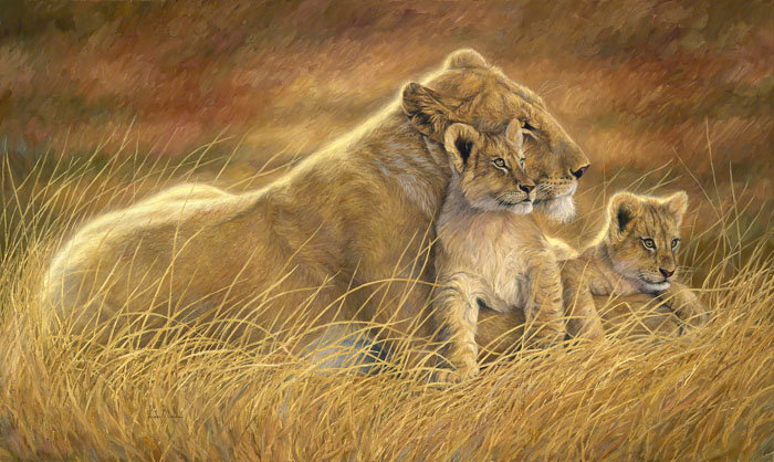 Рядом с мамой - кошки, львы, животные - оригинал