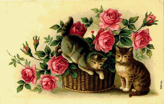 котята в розах - оригинал