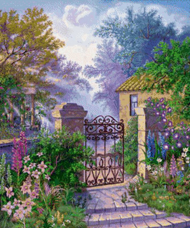 дворик - калитка, дом, двор - предпросмотр