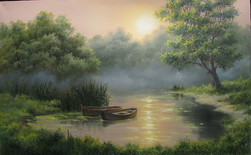 Закат - озеро, вечерний пейзаж - оригинал