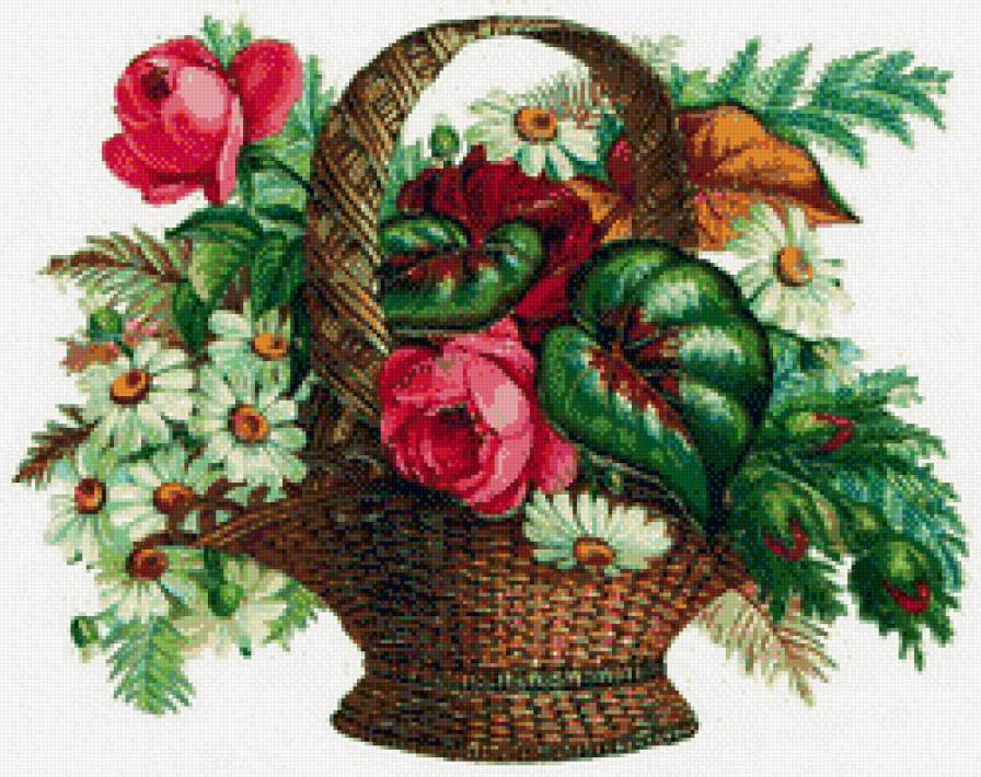 корзинка с цветами - цветы - предпросмотр