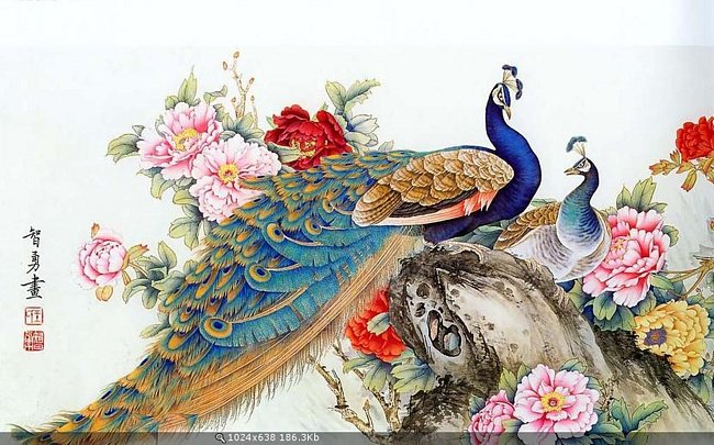 Павлины - птицы, китайский мотив - оригинал