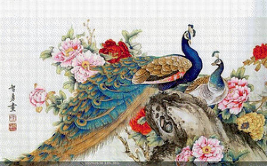 Павлины - китайский мотив, птицы - предпросмотр