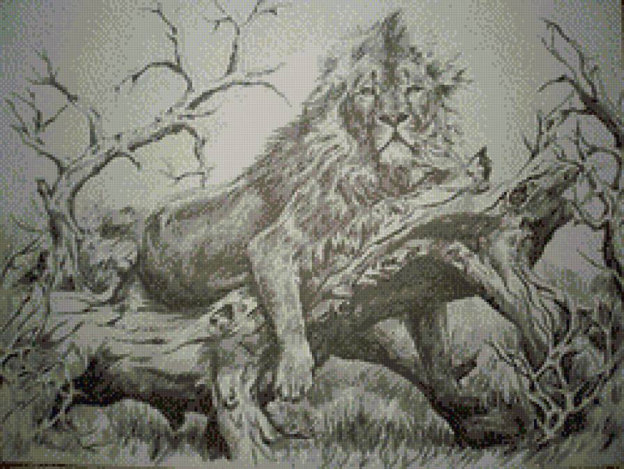 лев - кошки, лев - предпросмотр