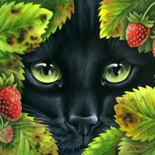 Схема вышивки «кошки и ягоды»