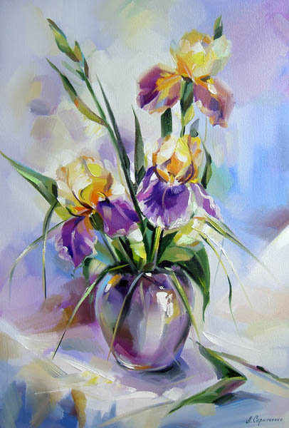 Ирисы 2 - цветы, букет - оригинал