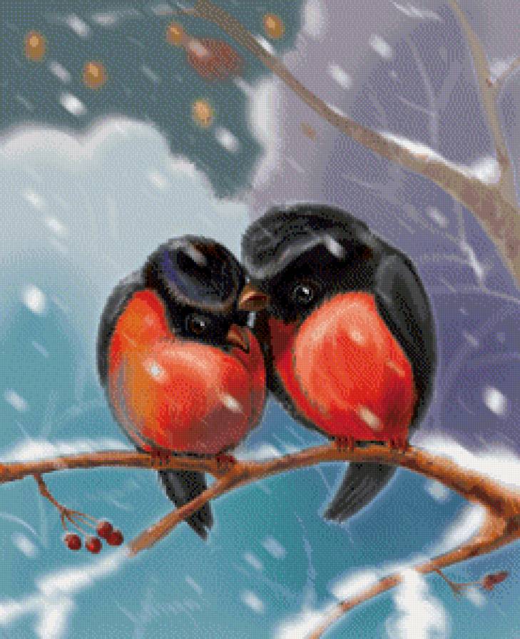 Снегири - птицы, зима - предпросмотр