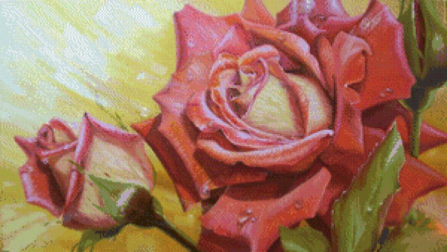 шикарная роза - цветы, розы, живопись, бутон - предпросмотр