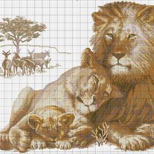Схема вышивки «семья лев»