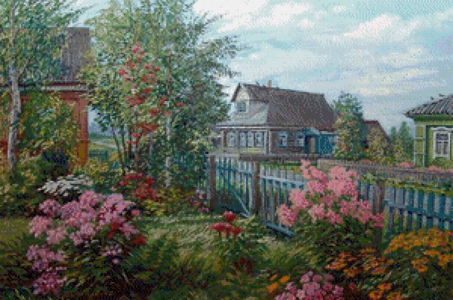 Серия "Пейзажи" - домик, пейзаж, цветы - предпросмотр