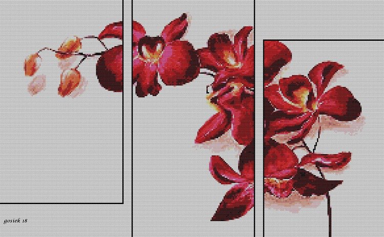 Триптих "Орхидеи" - триптих, цветы - оригинал