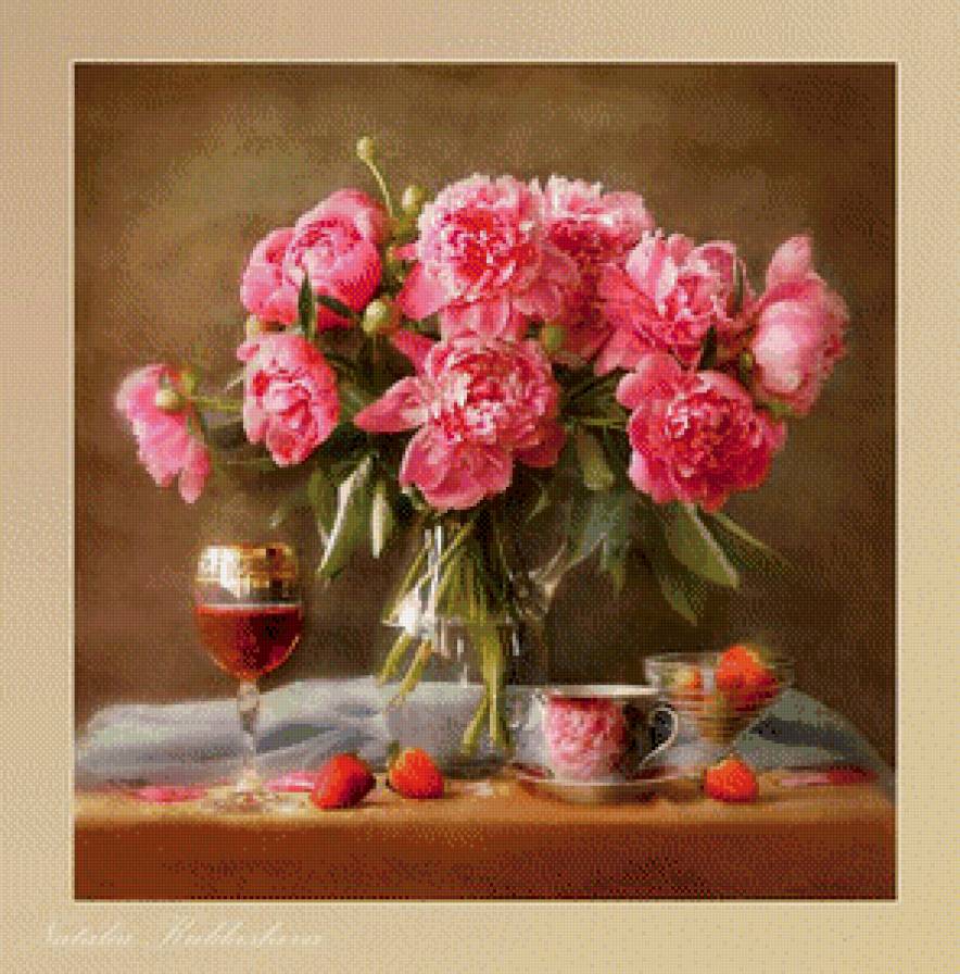 Натюрморт с пионами - пионы, цветы, натюрморт - предпросмотр