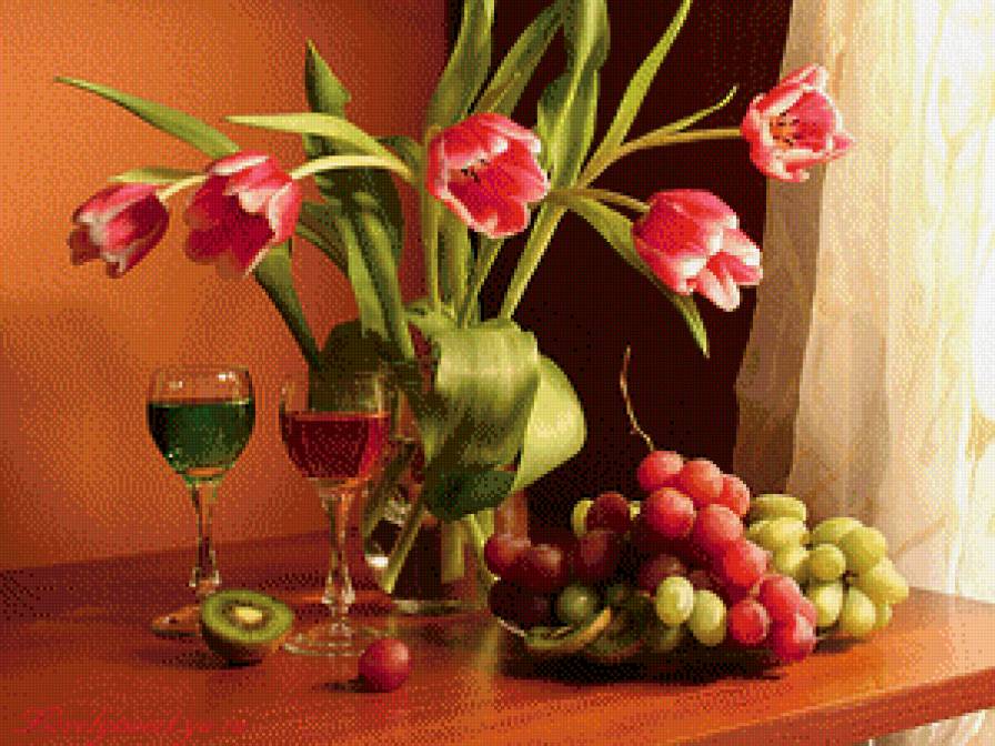 Тюльпаны - натюрморт, цветы - предпросмотр