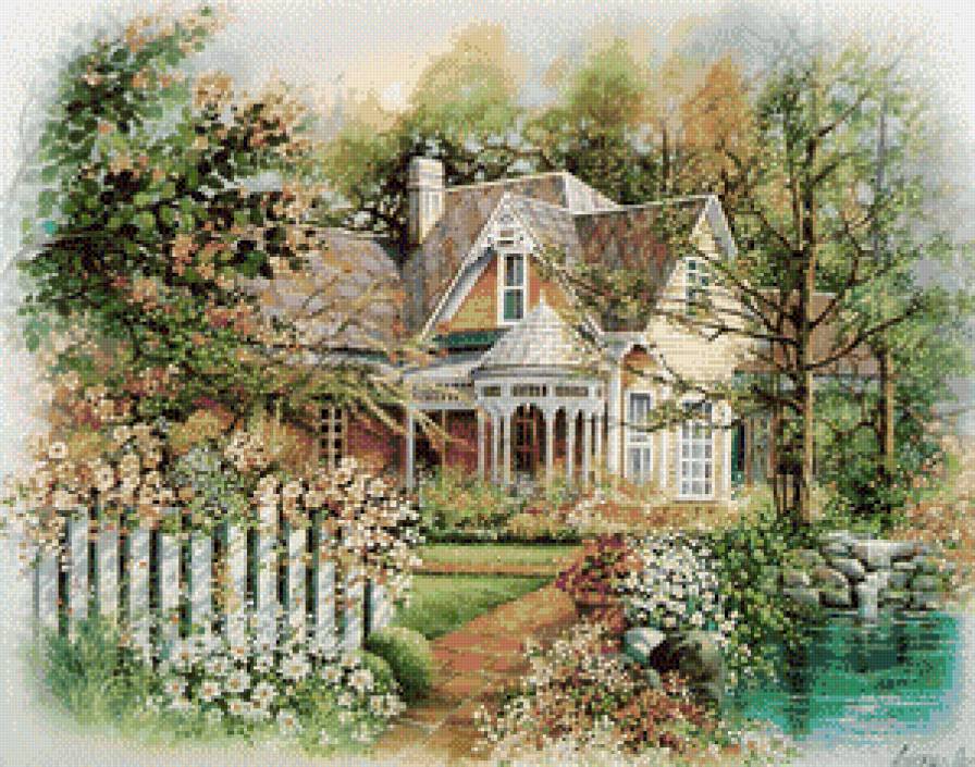 Серия "Пейзажи" - пейзаж, домик - предпросмотр