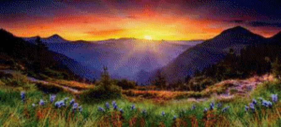 На закате - горный пейзаж, лето, горы, закат - предпросмотр