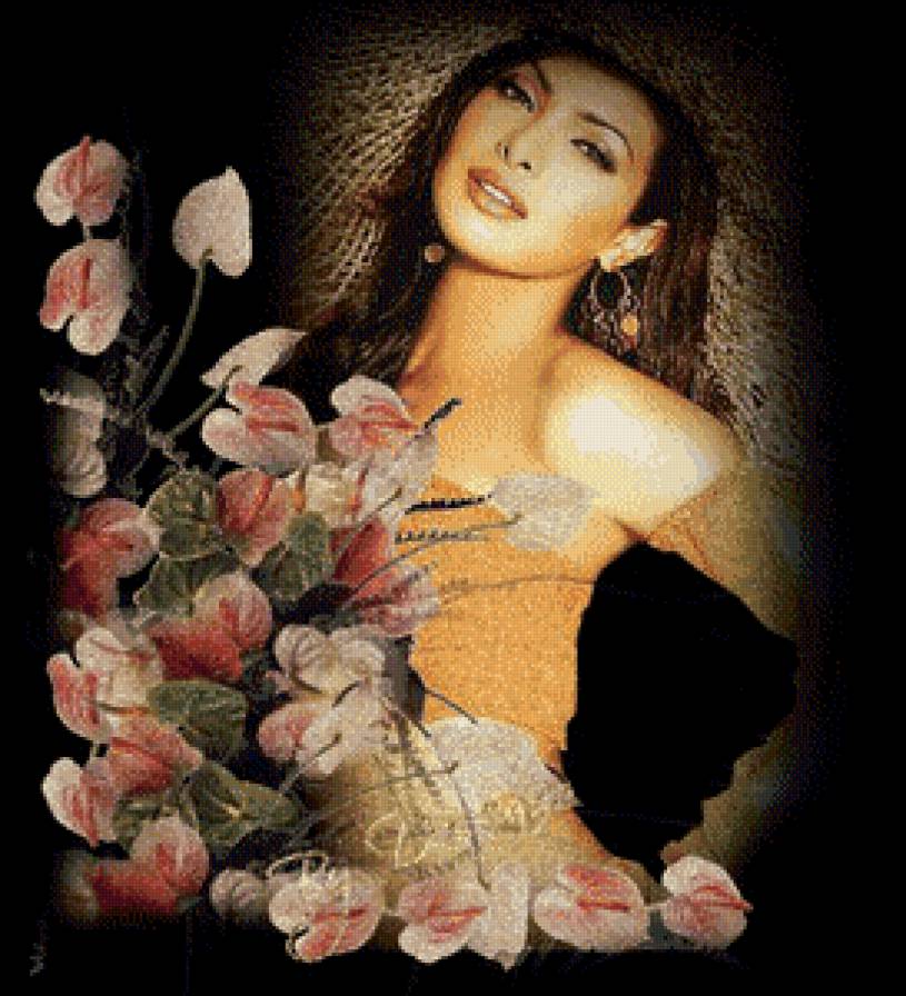 В цветах... - цветы, девушка - предпросмотр